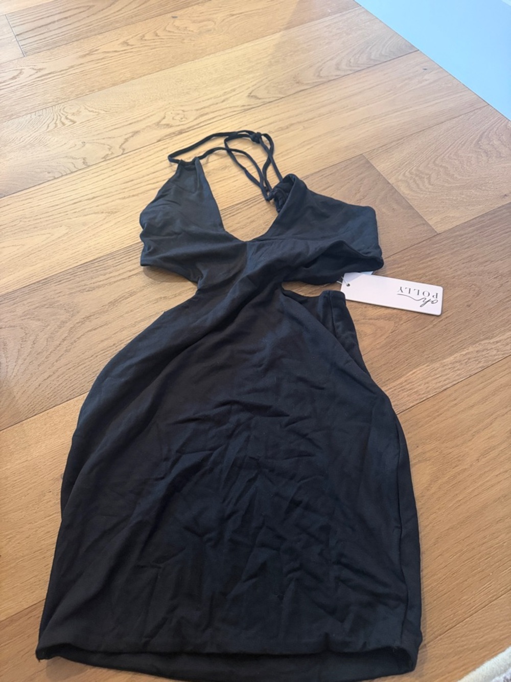 Oh Polly Black Cutout Halter Dress
